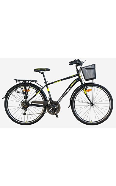 Kron Tetro Man 3.0 28" Jant Sepetli Şehir Bisikleti 15' Kadro 21 Vites V Fren Siyah Neon Sarı