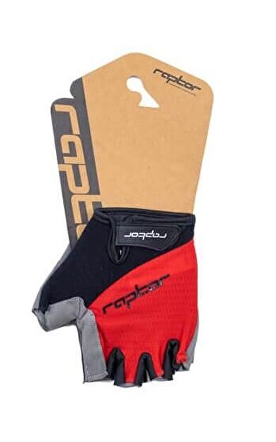 Raptor Cırtlı Eldiven Kısa Parmak Bisiklet Eldiveni MTB Yarım Parmak Eldiven S Beden Kırmızı