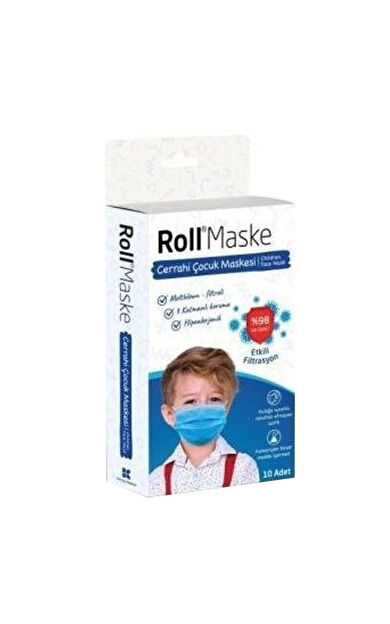 Roll Maske Çocuk Maskesi 10 Adet - Erkek