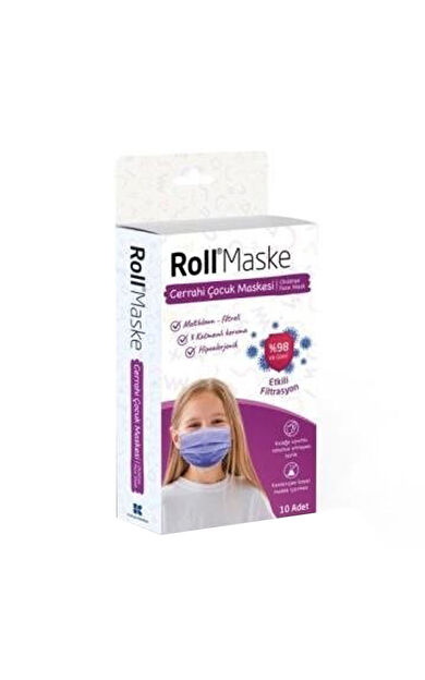 Roll Maske Çocuk Maskesi 10 Adet - Kız