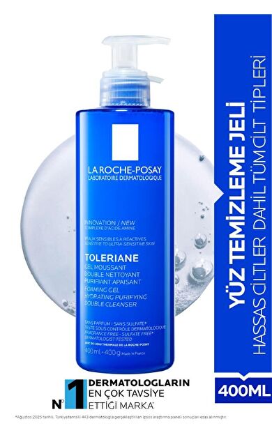 La Roche Posay Toleriane Hassas Ciltler Dahil Tüm Ciltler için Temizleme Jeli 400 Ml -SKT:06/2028