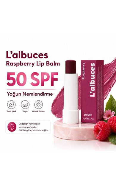 L'albuces 50 SPF Raspberry Lip Balm – Yüksek Koruma ve Nemlendirici Etki 