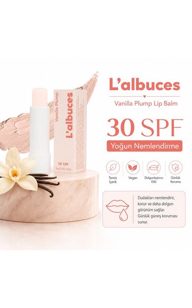 L'albuces Vanilla 30 SPF Plump Lip Balm-Dolgunlaştırıcı Dudak Nemlendiricisi 