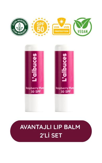 L'albuces 30 SPF Raspberry Plump Lip Balm 2’li Set – Dolgun Dudak &amp; Koruma 