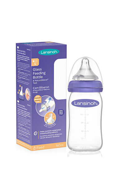 Lansinoh Cam Biberon ve NaturalWave Biberon Emziği 160 ml
