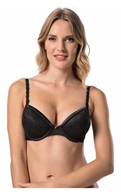 7003 Vanessa (cappuccino) Dantelli Dolgulu Soft Cup Sütyen - Siyah