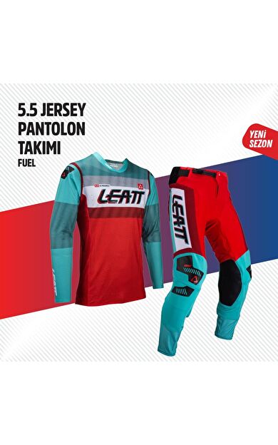 LEATT TURKUAZ KIRMIZI JERSEY PANTOLON TAKIMI