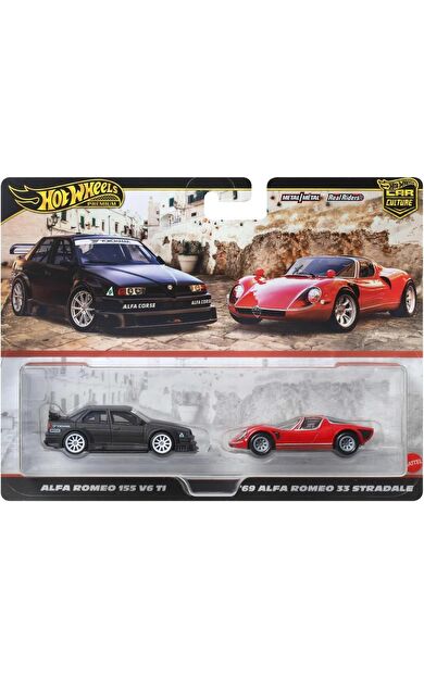 Hot Wheels Premium JBK95 Car Culture 2 Pack Alfa Romeo 155 V6 TI // '69 Alfa Romeo 33 Stradale