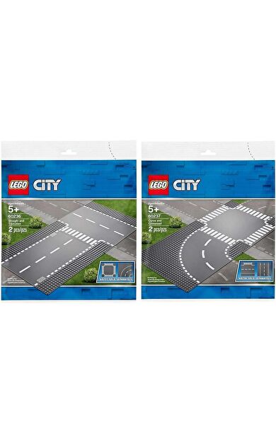 LEGO City 60236 Straight and T-Junction + LEGO City 60237 Curves and Crossroad