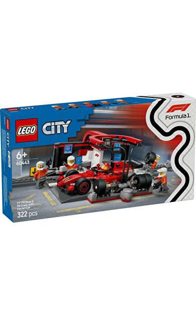 LEGO City 60443 F1 Pit Stop and Pit Crew with Ferrari Car