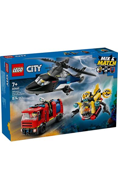 LEGO City 60462 Helicopter, Fire Truck and Submarine Remix