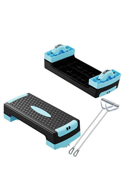 Lethe Boards 2in 1 Fitness Aerobik Dengeli Step Tahtası Denge Pedalı Eğim Ayarı Ve Çekme Halatları 68x28x10/15cm