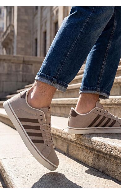 Letoon Günlük Bağcıklı Unisex Keten Sneaker Drg017 - Bej