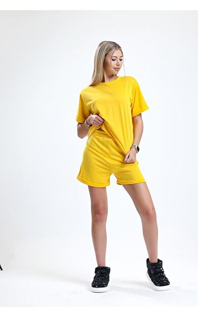 Letoon Ltn-g200 Kısa Kollu T-shirt Şort Takım - Sari