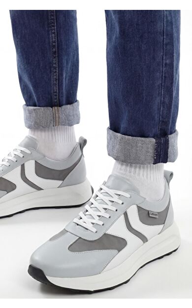Letoon Ltn-s01 Deri Erkek Sneaker - Gri̇