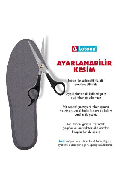 Letoon Unısex Yumuşak Ortopedik Tabanlık ,rahat Tabanlık - Füme