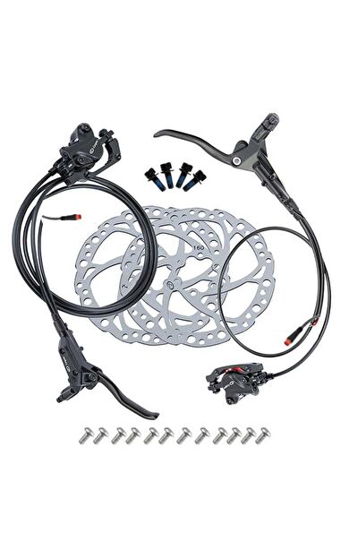 Logan Elektrikli Bisiklet Uyumlu Hidrolik Disk Fren Seti Sensör Bağlantılı 2 Pinli 85-175cm Kablo 160mm Rotor HD-E500