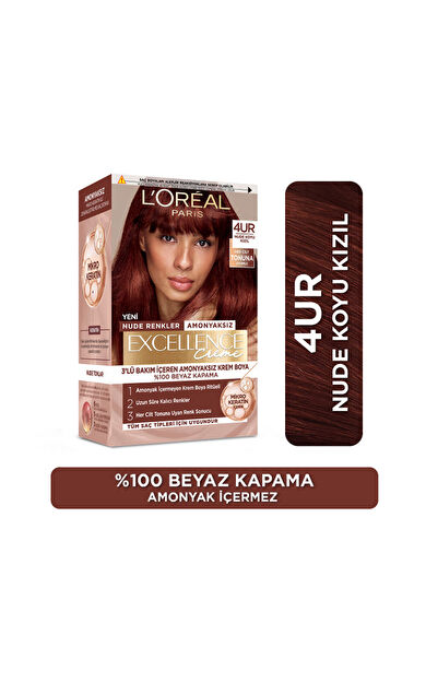 L'Oréal Paris Excellence Creme Nude Renkler Saç Boyası - 4UR Dark Red