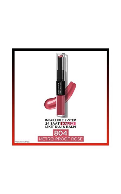 L'Oréal Paris Infaillible 2-Step 24 Saat Kalıcı Likit Ruj &amp; Balm - 804 Metro-Proof Rose