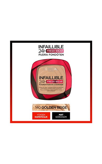 L'Oréal Paris Infaillible 24H Fresh Wear Pudra Fondöten 140 Golden Beige