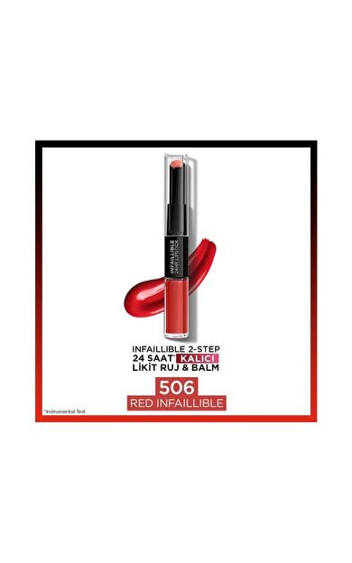 L'Oréal Paris Infaillible 2-Step 24 Saat Kalıcı Likit Ruj &amp; Balm - 506 Red Infaillible