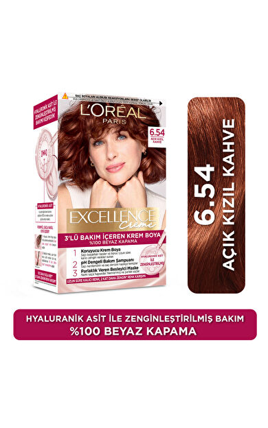 L’Oréal Paris Excellence Creme Saç Boyası 6.54 Açık Kızıl Kahve