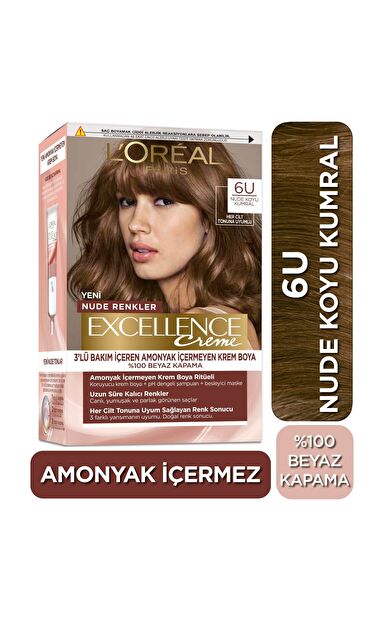 L’Oréal Paris Excellence Creme Nude Renkler Saç Boyası – 6U Nude Koyu Kumral