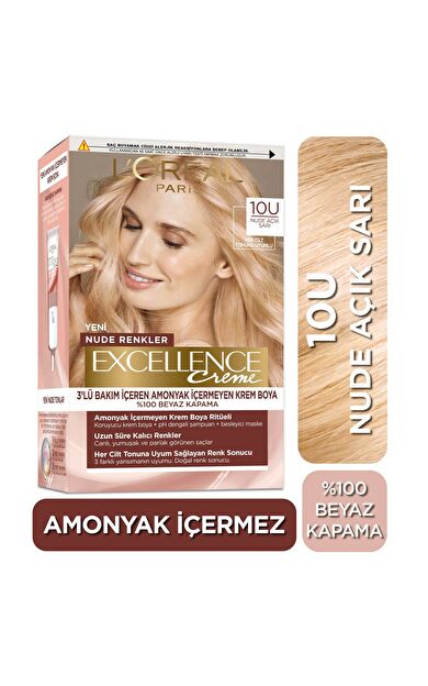 L’Oréal Paris Excellence Creme Nude Renkler Saç Boyası – 10U Nude Açık Sarı