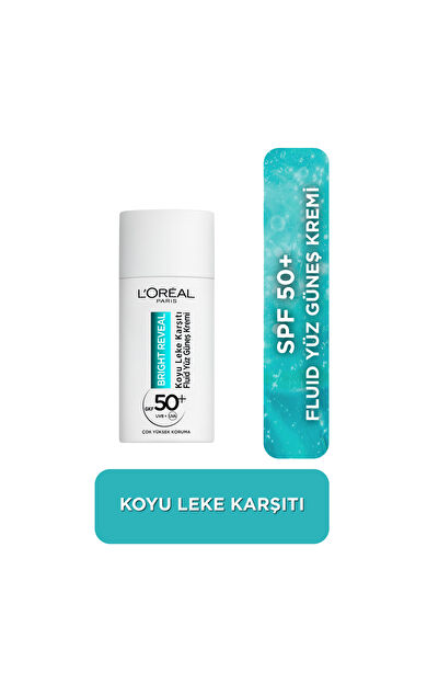 L'Oréal Paris Bright Reveal Spf 50+ Koyu Leke Karşıtı Fluid Günlük Yüz Güneş Kremi 50 ml
