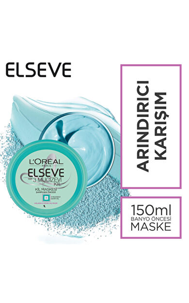 L'Oréal Paris Elseve 3 Mucizevi Kil Banyo Öncesi Kil Maskesi 150 ml