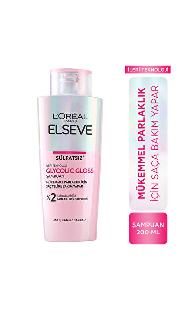 L'Oréal Paris Elseve Glycolic Gloss Mükemmel Parlaklık için Bakım Yapan Şampuan 200 ml