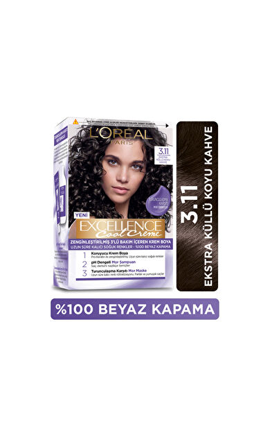 L’Oréal Paris Excellence Cool Creme Saç Boyası – 3.11 Ekstra Küllü Koyu Kahve