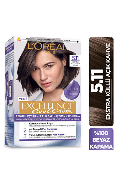 L’Oréal Paris Excellence Cool Creme Saç Boyası – 5.11 Ekstra Küllü Açık Kahve