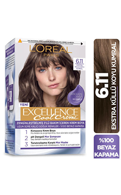 L’Oréal Paris Excellence Cool Creme Saç Boyası – 6.11 Ekstra Küllü Koyu Kumral