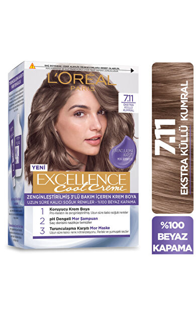 L’Oréal Paris Excellence Cool Creme Saç Boyası – 7.11 Ekstra Küllü Kumral