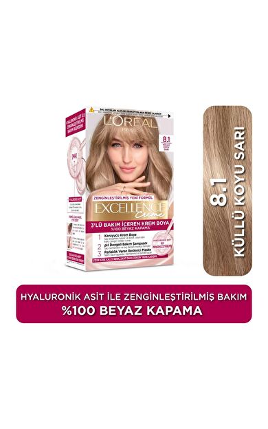L’Oréal Paris Excellence Creme 8.1 Küllü Koyu Sarı Saç Boyası