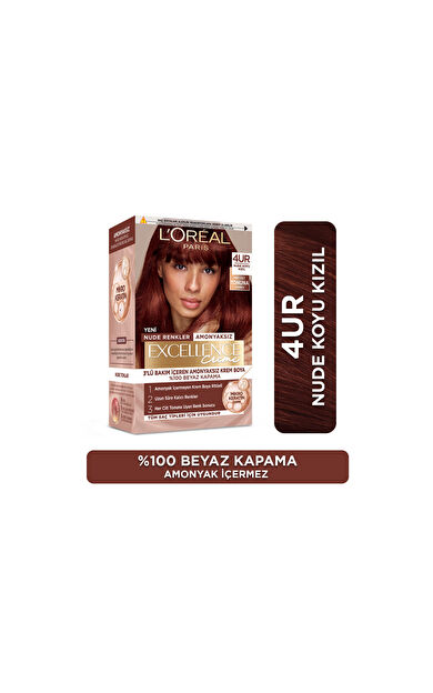 L’Oréal Paris Excellence Creme Nude Renkler Saç Boyası – 4UR Nude Koyu Kızıl