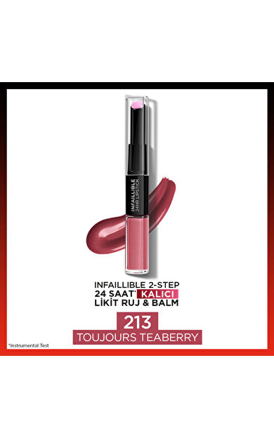 L'Oréal Paris Infaillible 2-Step 24 Saat Kalıcı Likit Ruj & Balm - 213 Toujours Teaberry