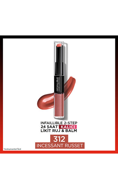 L'Oréal Paris Infaillible 2-Step 24 Saat Kalıcı Likit Ruj & Balm - 312 Incessant Russet
