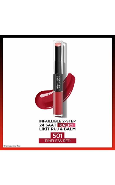 L'Oréal Paris Infaillible 2-Step 24 Saat Kalıcı Likit Ruj & Balm - 501 Timeless Red