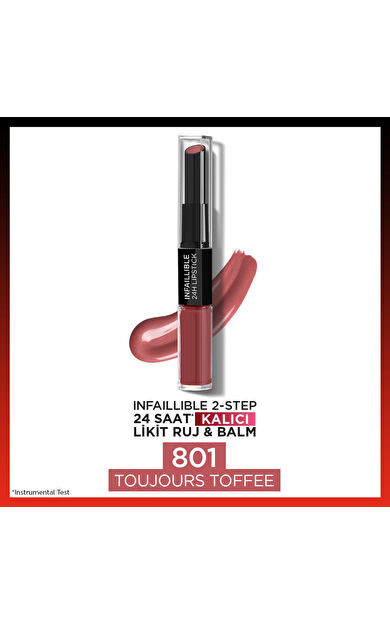L'Oréal Paris Infaillible 2-Step 24 Saat Kalıcı Likit Ruj & Balm - 801 Toujours Toffee