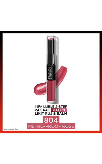 L'Oréal Paris Infaillible 2-Step 24 Saat Kalıcı Likit Ruj & Balm - 804 Metro-Proof Rose