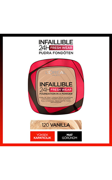L'Oréal Paris Infaillible 24H Fresh Wear Pudra Fondöten 120 Vanilla