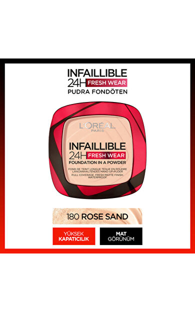 L'Oréal Paris Infaillible 24H Fresh Wear Pudra Fondöten 180 Rose Sand