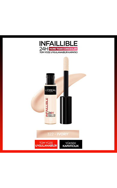 L'Oréal Paris Infaillible 24H Tüm Yüze Uygulanabilir Kapatıcı - 322 Ivory