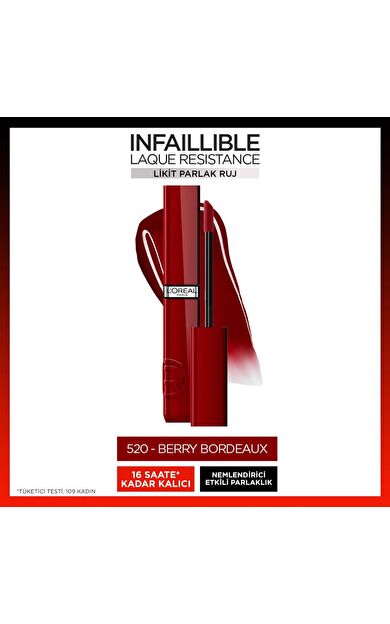 L'Oréal Paris Infaillible Laque Resistance Likit Parlak Ruj - 520 Berry Bordeaux