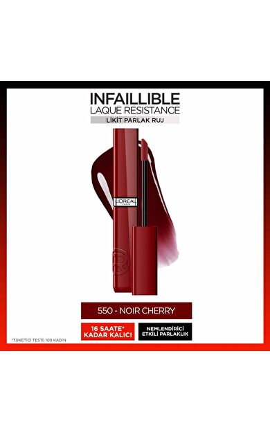 L'Oréal Paris Infaillible Laque Resistance Likit Parlak Ruj - 550 Noir Cherry