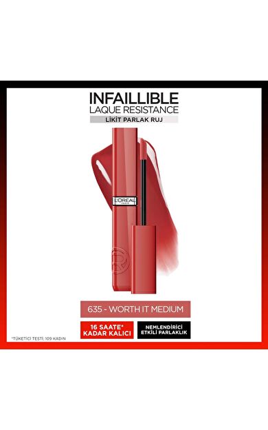 L'Oréal Paris Infaillible Laque Resistance Likit Parlak Ruj - 635 Worth It Medium
