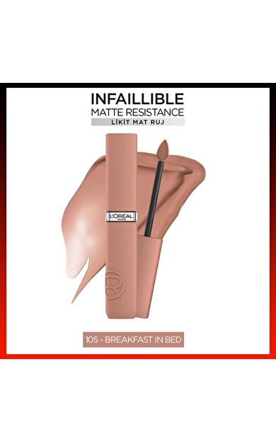 L'Oréal Paris Infaillible Matte Resistance Likit Mat Ruj - 105 Breakfast In Bed