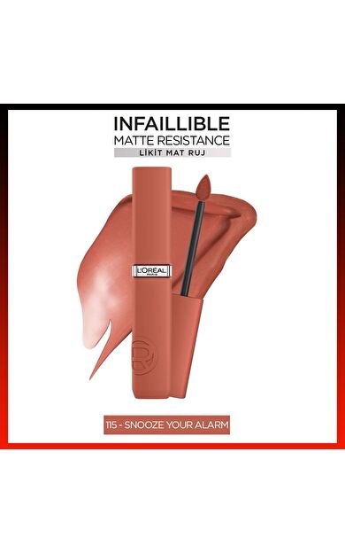L'Oréal Paris Infaillible Matte Resistance Likit Mat Ruj - 115 Snooze Your Alarm